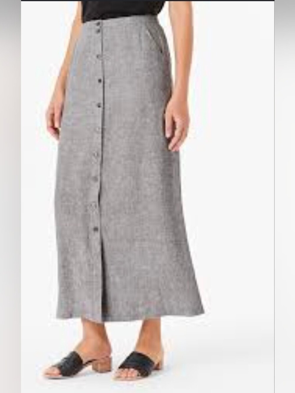Worth Button-Front Maxi Skirt in Light Gray